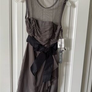 WHITE By Vera Wang Gray Dress with Black Bow